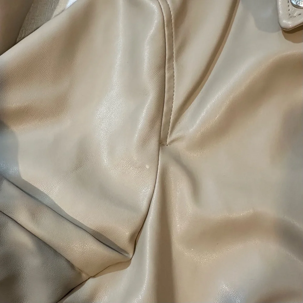 Sam Edelman Faux Leather Moto Jacket Beige | NWT Size Small - Picture 12 of 12